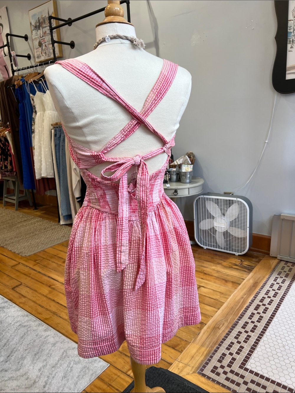 Free People Laurel Plaid Mini Dress in Pink - Picture 6 of 9